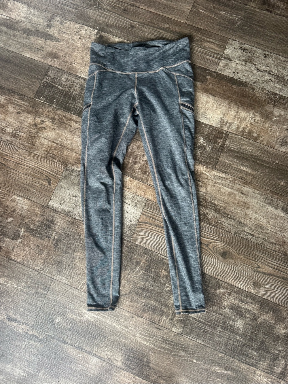 Athleta Charcoal Grey Performance Leggings with Contrast Stitching